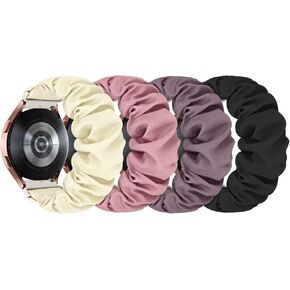 Stretchy Bands Compatible with Samsung Galaxy Watch 5/4 40mm 44mm / Galaxy Watch 5 Pro 45mm / Galaxy Watch 4 Classic 42mm 46mm,4 pack 20mm Replacement Elastic Cute Fabric Stretchy Wristabnd for Women Men