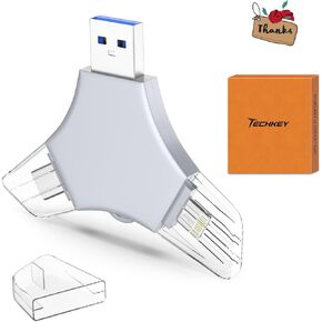 USB 3.0 فلاش محرك أقراص فلاش 64 جيجابايت لجهاز iPhone ، 3in1 عصا تخزين حارس مرجعية صورة خارجي للتقاط الصور/الفيديو/البيانات/النسخ الاحتياطي ، V10.20high سرعة الإبهام محركات iPhone/iPad/Android/PC - GunMetal