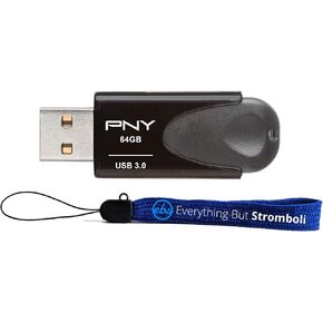 PNY 64GB Turbo Attache 4 USB 3.0 Flash Drive Compatible with Laptop,Computer,Tablet (P-FD64GTBAT4-GE) Bundle with 1 Everything But Stromboli Lanyard