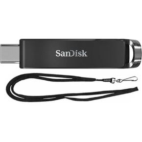 SanDisk 128GB Ultra USB 3.1 Flash Drive for USB Type-C Computers, Smartphones, and Tablets (SDCZ460-128G) Bundle with (1) GoRAM Black Lanyard (128GB, 1 Pack)