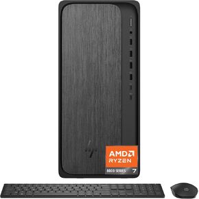 HP OmniDesk Desktop PC, AMD Ryzen 7 8700G, 16 GB RAM, 512 GB SSD, AMD Radeon 780M Graphics, Windows 11 Home, Microsoft Copilot, Gray Wood, M02-0340 (2025)