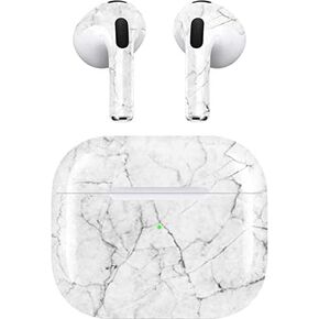 Skinit Decal Audio Skin Compatible with Apple AirPods (3rd Gen, 2021) - Skinit Originally Designed White Marble Design
