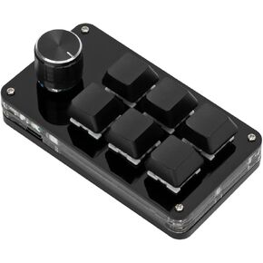 Vbestlife One-Handed Mechanical Gaming Keypad, 12-Key Programmable Macro Keyboard with Knob, Black