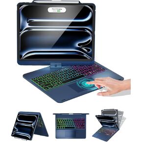 Baisla iPad Pro 13 inch Case with Keyboard(M4) & iPad Air 13(M3/M2), Premium Hardshell Keyboard for iPad Pro 12.9(6th/5th/4th/3rd Gen), Multi Trackpad, 360 Swivel & Backlit with Pencil Holder - Black