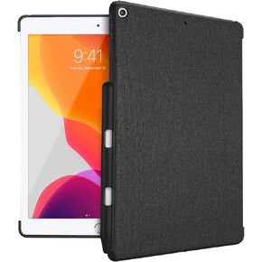 Procase iPad 10.2 7th Generation Back Case with Pencil Holder, Companion Back Cover Protective Case for 2019 New Apple iPad 10.2 inch, Compatible with Apple Smart Keyboard and Smart Cover -Black