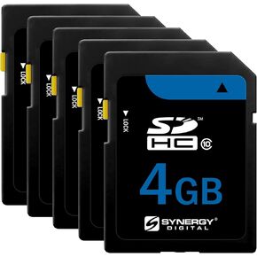 Synergy Digital 4GB Secure Digital SDHC Memory Cards, Compatible with Sony DSC-W560 Digital Camera - Class 10, 20MB/s, 300 Series - Pack of 5