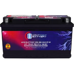 Mighty Max Battery MM-H8 Group 49 12V 95AH 160RC 900CCA PRECTUCTION BUTTICALENT مع RAM PROMASTER 2500 14-23