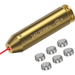 Bore Sighting Laser 9mm/223/5.56/243/308Win Red Laser Bore Sight Boresighter with Batteries