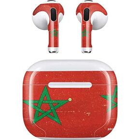 Skinit Decal Audio Skin Compatible with Apple AirPods (3rd Gen, 2021) - Skinit Originally Designed Morocco Flag Distressed Design