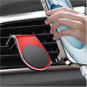 Strong Magnetic Car Phone Holder, L Type 360° Rotatable Adjustable Vehicle Smartphone Mount, Automobile Air Vent Cellphone Navigation Bracket, Universal for SUV, Sedan, Truck (Red)