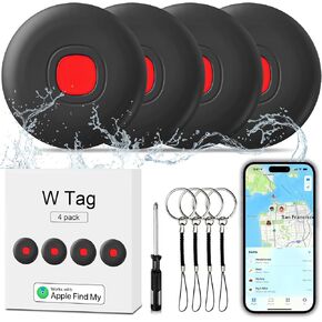 Air Tracker Air 4 Pack Tag Tracker Tag,IP68 Waterproof Smart Tag Locator Keys Finder and Item Locator,Bluetooth Tracker Item Finders with Find My(iOS Only) Your Keys,Luggage and Pets (Black)