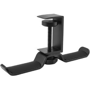 Headphone Stand PC Gaming Headphone Stand, Under Desk Dual Headset Hanger Hook Holder with Adjustable and Rotating Arm Clamp, Built in Cable Clip Organizer Earphone Clamp ( Color : Black )