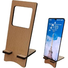 Wooden Cell Phone Stand, Desktop Phone Holder for Desk, Office Desk Accessories Women for iPhone 16 15 14 13 12 11 Pro Stand Essentials Fits All Mobile Phones, iPhone, Switch, Kindle, iPads, Tablet