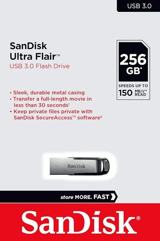 Sandisk Ultra Flair 128GB USB 3.0 PEN Drive ، Silver Black in Kuwait