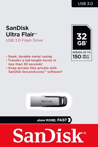 SanDisk Ultra Flair 128GB USB 3.0 Pen Drive, Silver Black in Saudi Arabia