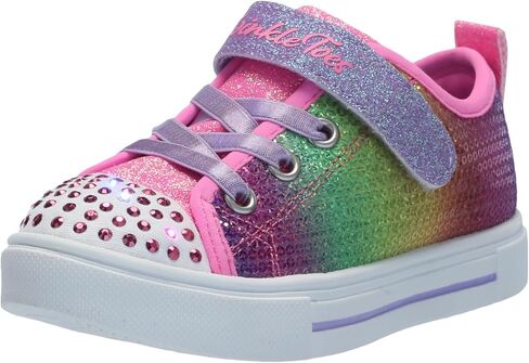 Skechers Kids Girls Twinkle Sparks-Sequin Flash Sneaker, Light Blue/Multi, 8 Toddler in Saudi Arabia