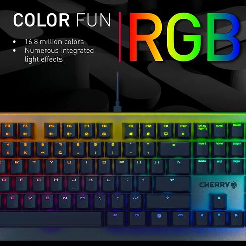 Cherry MV 3.0 Viola Wired Mechanical Gaming Keyboard. الإضاءة الخلفية RGB مع مفاتيح Cross Linear Viola. من صانعي مفتاح MX. (أبيض) (متجدد) in Saudi Arabia
