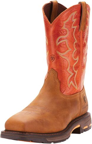Ariat Mens WorkHog Wide Square Toe Steel Toe Work Boot Dark Earth/Brick 14 Wide in Saudi Arabia