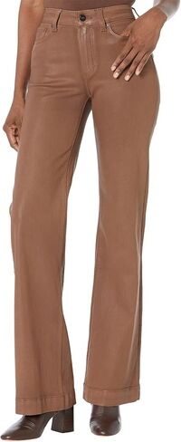 PAIGE Women's Leenah High Rise Wide Leg Transced Denim Cognac Luxe Coating in Saudi Arabia