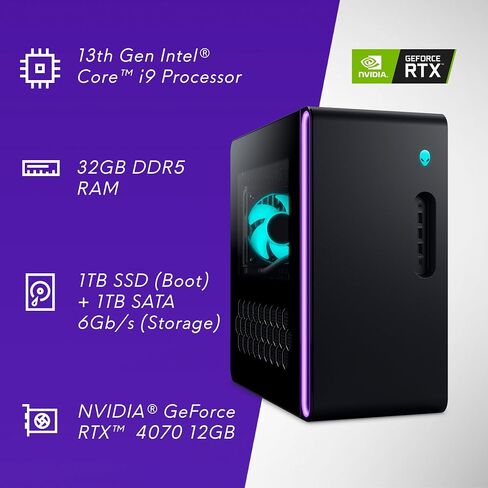 Alienware Aurora Gaming Desktop ACT1250 - Intel Core Ultra 7 265F, 32GB DDR5 RAM, 1TB SSD, NVIDIA GeForce RTX 5070, 1000W Platinum Rated PSU, Windows 11 Home, Clear Panel - Black in Saudi Arabia