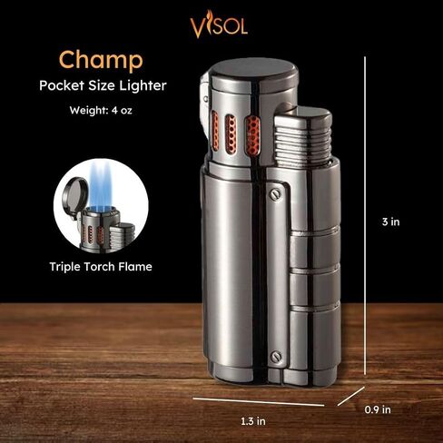 Personalized Visol Champ Triple Torch Cigar Lighter with Free Laser Engraving (Shipped Without Butane) in Saudi Arabia