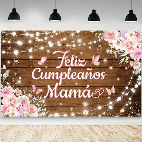 Feliz Cumpleaños Mama Backdrop Mexico Happy Birthday Mom Photography Background Best Mother Ever I Love Mom Birthday Party Decorations Banner Photo Studio Props 70.8 x 43.3 inch in Saudi Arabia