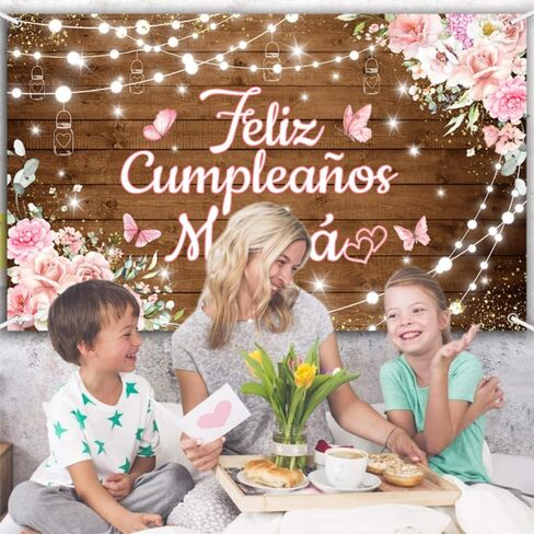 Feliz Cumpleaños Mama Backdrop Mexico Happy Birthday Mom Photography Background Best Mother Ever I Love Mom Birthday Party Decorations Banner Photo Studio Props 70.8 x 43.3 inch in Saudi Arabia