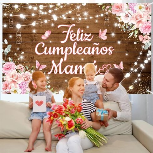 Feliz Cumpleaños Mama Backdrop Mexico Happy Birthday Mom Photography Background Best Mother Ever I Love Mom Birthday Party Decorations Banner Photo Studio Props 70.8 x 43.3 inch in Saudi Arabia