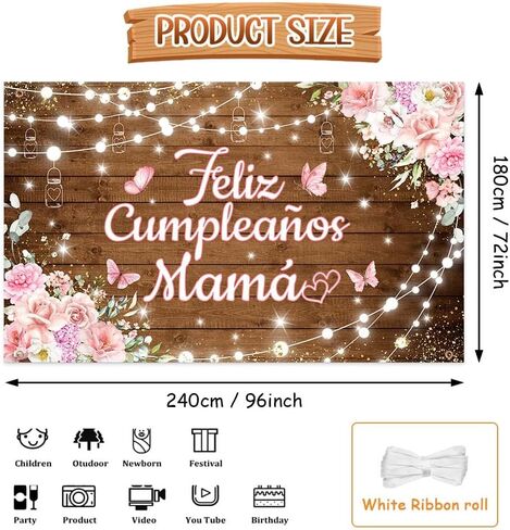 Feliz Cumpleaños Mama Backdrop Mexico Happy Birthday Mom Photography Background Best Mother Ever I Love Mom Birthday Party Decorations Banner Photo Studio Props 70.8 x 43.3 inch in Saudi Arabia
