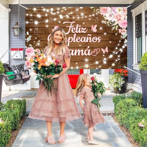 Feliz Cumpleaños Mama Backdrop Mexico Happy Birthday Mom Photography Background Best Mother Ever I Love Mom Birthday Party Decorations Banner Photo Studio Props 70.8 x 43.3 inch in Saudi Arabia