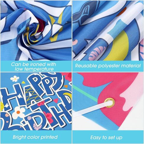 Hawaii Happy Birthday Party Backdrop Photo Background 4 x 6 FT Cute Cartoon Luau Birthday Party Decorations Banner Summer Theme Photography Backdrop for Wall Decor Supplies(Blue,Cake) in Saudi Arabia