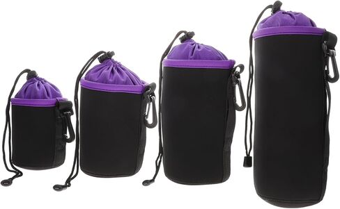 4Pcs Camera Lens Pouches Durable Neoprene Storage Bags with Drawstring for Lens Protection Soft Interior for Shock Absorption for Photography Accessories in Saudi Arabia