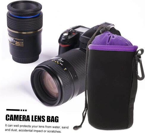 4Pcs Camera Lens Pouches Durable Neoprene Storage Bags with Drawstring for Lens Protection Soft Interior for Shock Absorption for Photography Accessories in Saudi Arabia