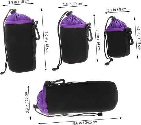 4Pcs Camera Lens Pouches Durable Neoprene Storage Bags with Drawstring for Lens Protection Soft Interior for Shock Absorption for Photography Accessories in Saudi Arabia
