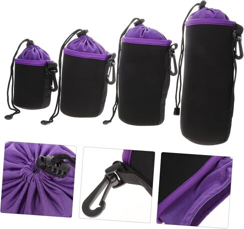 4Pcs Camera Lens Pouches Durable Neoprene Storage Bags with Drawstring for Lens Protection Soft Interior for Shock Absorption for Photography Accessories in Saudi Arabia