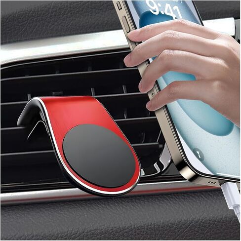 Strong Magnetic Car Phone Holder, L Type 360° Rotatable Adjustable Vehicle Smartphone Mount, Automobile Air Vent Cellphone Navigation Bracket, Universal for SUV, Sedan, Truck (Red) in Saudi Arabia