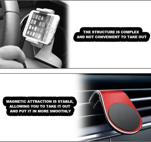 Strong Magnetic Car Phone Holder, L Type 360° Rotatable Adjustable Vehicle Smartphone Mount, Automobile Air Vent Cellphone Navigation Bracket, Universal for SUV, Sedan, Truck (Red) in Saudi Arabia
