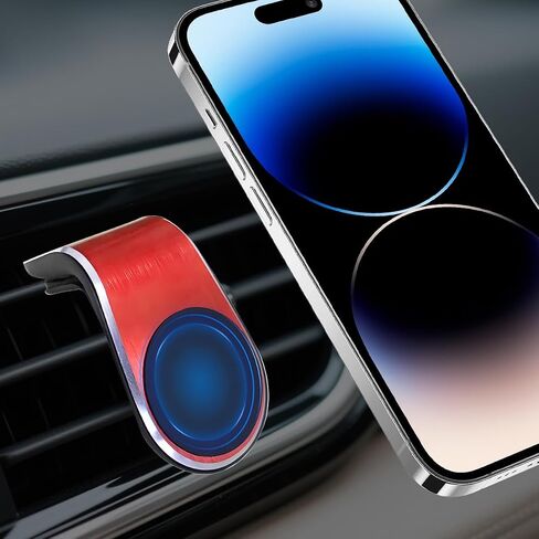 Strong Magnetic Car Phone Holder, L Type 360° Rotatable Adjustable Vehicle Smartphone Mount, Automobile Air Vent Cellphone Navigation Bracket, Universal for SUV, Sedan, Truck (Red) in Saudi Arabia
