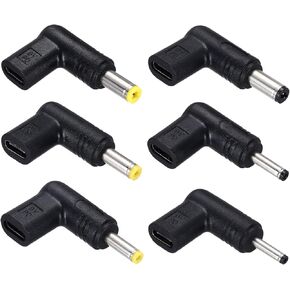 MECCANIXITY 6 Pcs USB 3.1 Type-C Female to DC Male Adapter, 12V Type C to DC3011 DC35135 DC4017 DC4817 DC5521 DC5525 Elbow Adapter for PD Power Bank PD Source