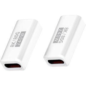 Danfetsoy 240W USB C Coupler, 80Gbps USB C Female to Female Adapter Thunderbolt 5 Support 8K@60Hz Video for MacBook, Laptop, Tablet, etc(White 2pack)
