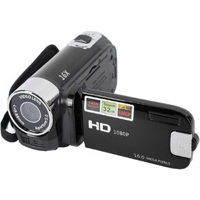 4K DV Camera 2.7in TFT Rotatable Screen 16x Camera Digital Zoom Camera مع كابل USB ، صورة شخصية متوفرة ، كاميرا محمولة 48 ميجابكسل ، وظائف متعددة الاستخدامات Camara Digital (أسود)