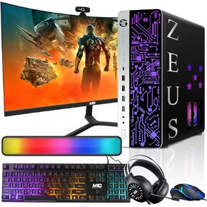HP G3 Gaming Desktop PC, Intel i7 6th Gen, GT 1030 2GB DDR5, 16GB RAM, 1TB SSD + 2TB HDD, MTG 24 Inch Curved Gaming Monitor, RGB Kit, Windows 11 Pro (Renewed)