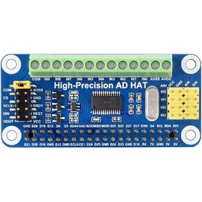 High-Precision AD HAT Fits Raspberry Pi Series & Jetson Nano, ADS1263 10-Ch 32-Bit ADC