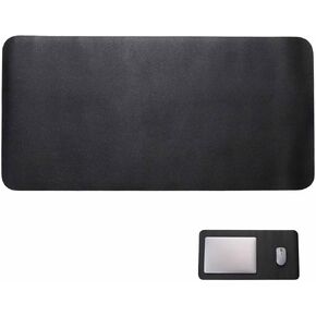 24" x 12" PU Leather Keyboard Pad Desk Protector Mat for Vanity Makeup Laptop Keyboard Mouse, Black