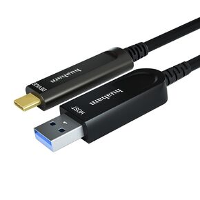 USB A to USB C Fiber Optic Cable 50FT, 10Gbps USB 3.2 Gen2 Type C Cable Long Distance Transmission USB C Cable Compatible with Logitech Camera, Microsoft Azure, VR/AR, Touch Screen, Laptop