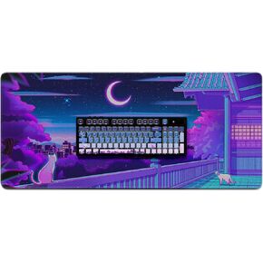 Night in The Neko City Keycap Set and XXL Mouse pad Kit - 120-Keys ASA PBT Shine-Through Keycap and 2XL 90x40cm 3mm Rubber Base Desk Mat in Saudi Arabia