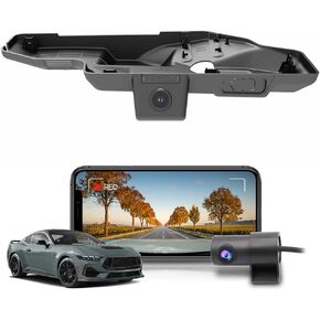 FITCAMX 4K DASH CAM متوافق مع Ford Mustang 2024 2025 EcoBoost GT Premium Dark Horse ، Look OEM متكامل ، فيديو UHD 2160p ، تسجيل حلقة ، WiFi والتطبيق المدمج ، G-Sensor ، المكونات واللعب ، بطاقة 64 جيجا بايت