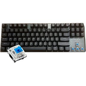 MXX Mechanical Gaming Keyboard - 87 Keys,White Backlit, Blue Switches, Grey Aluminum Cover, N-Key Rollover