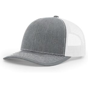 Richardson Unisex 112 Trucker Adjustable Snapback Baseball Cap, Split Heather Grey/White, One Size Fits Most