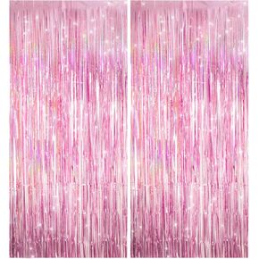2 Pack 4th of July Decorations Blue Silver Red Tinsel Foil Fringe Curtains,4th of July Photo Booth Prop Streamer Backdrop for America Independence Day,Memorial Day,Patriotic Party
